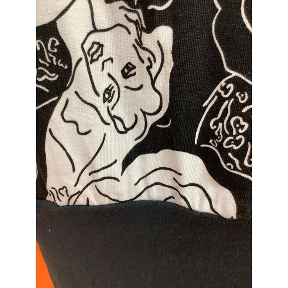 Vintage 1980's-90's Crescendo Black and White Portrait Print Tunic Dress- M/L - Picture 4 of 16